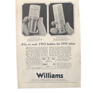 Vintage 1925 Williams Shaving Soap Two Holders Ad Advertisement